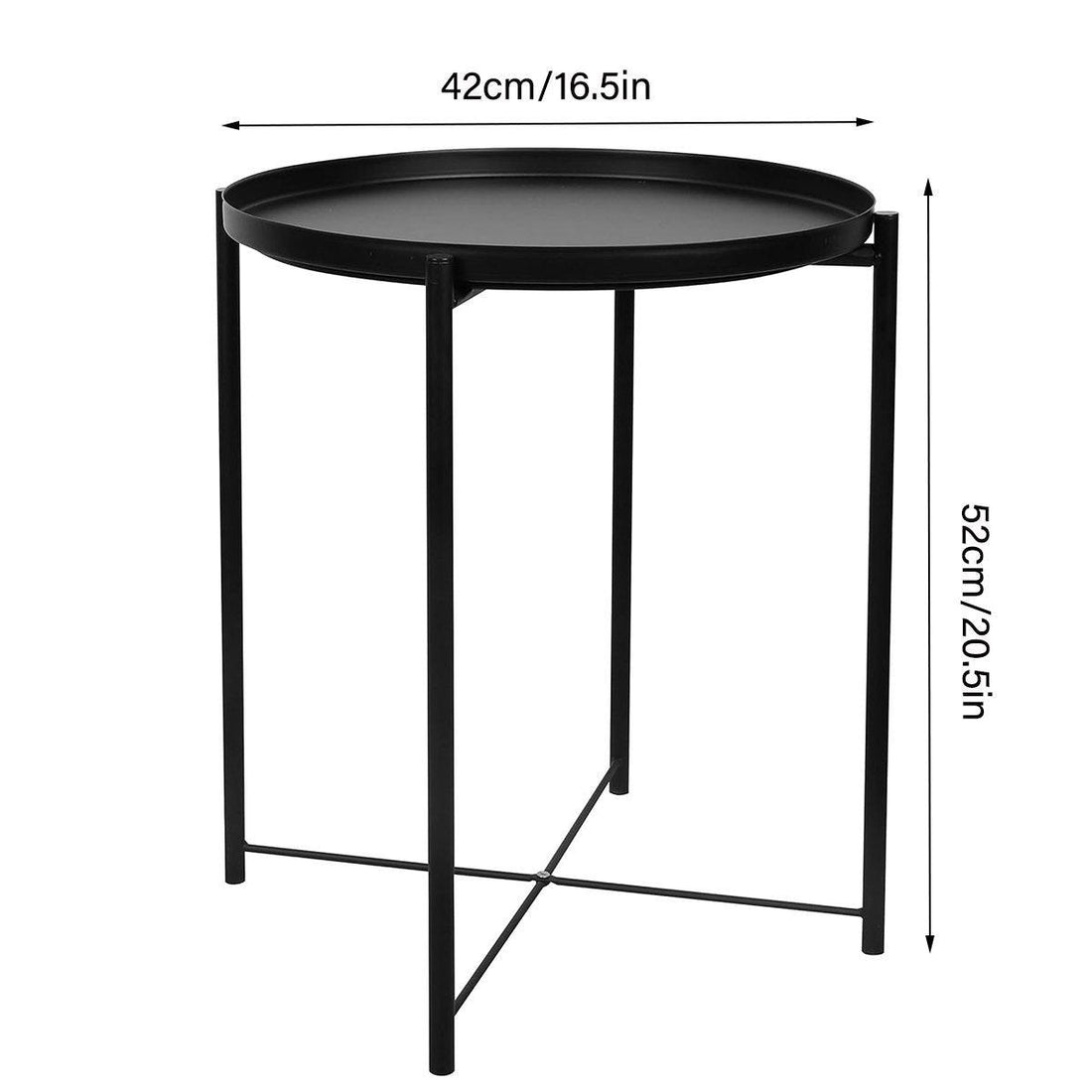Small Round Coffee Table – Removable Tray, Matte Black