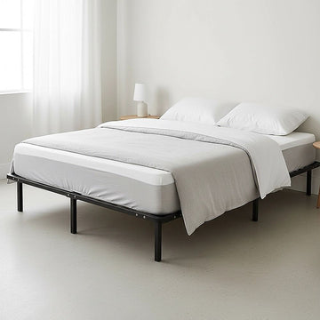Double Metal Bed Frame – Black Steel Platform