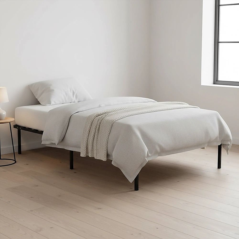 Double Metal Bed Frame – Black Steel Platform