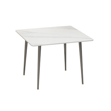 White Sintered Stone Dining Table with Black Legs