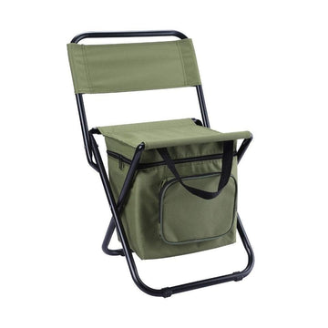 Olive Green 3-in-1 Folding Camping Chair with Cooler Bag