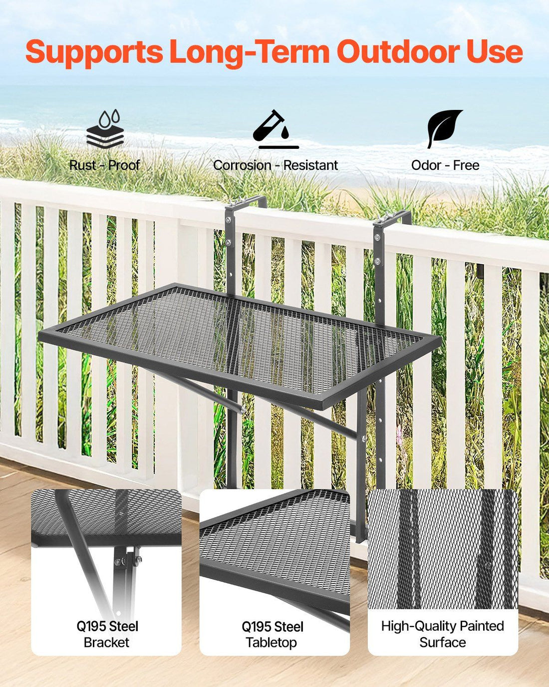 Balcony Hanging Table – Foldable, Adjustable, Space-Saving