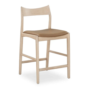 Eclipse Bar Stool 65cm - Oak / Tan Vegan Leather
