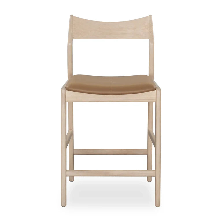 Eclipse Bar Stool 65cm - Oak / Tan Vegan Leather