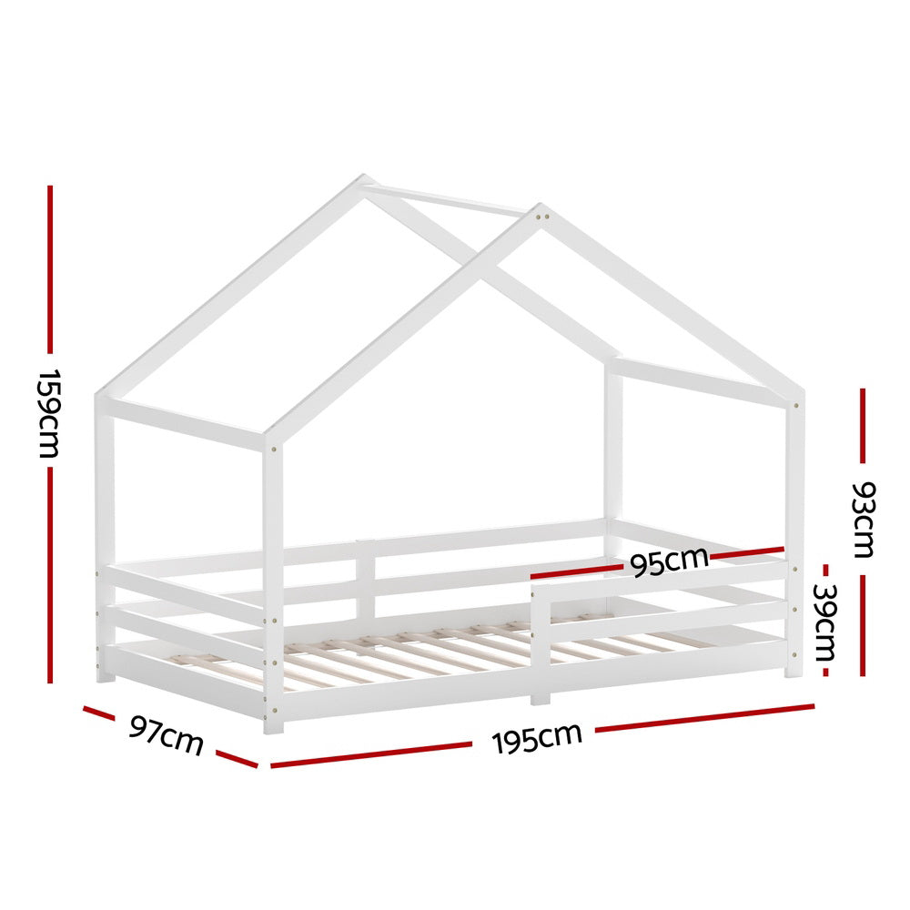 Artiss AMOS Kids House Bed Frame Single White
