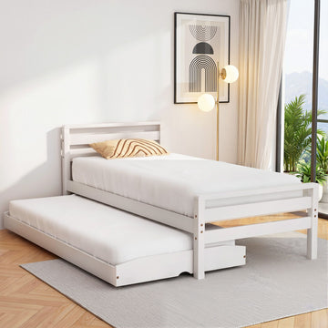 Artiss AVIS Single Bed Frame – 2-in-1 Trundle White