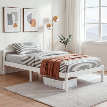 Artiss LEXI Single Bed Frame – White Pine Wood