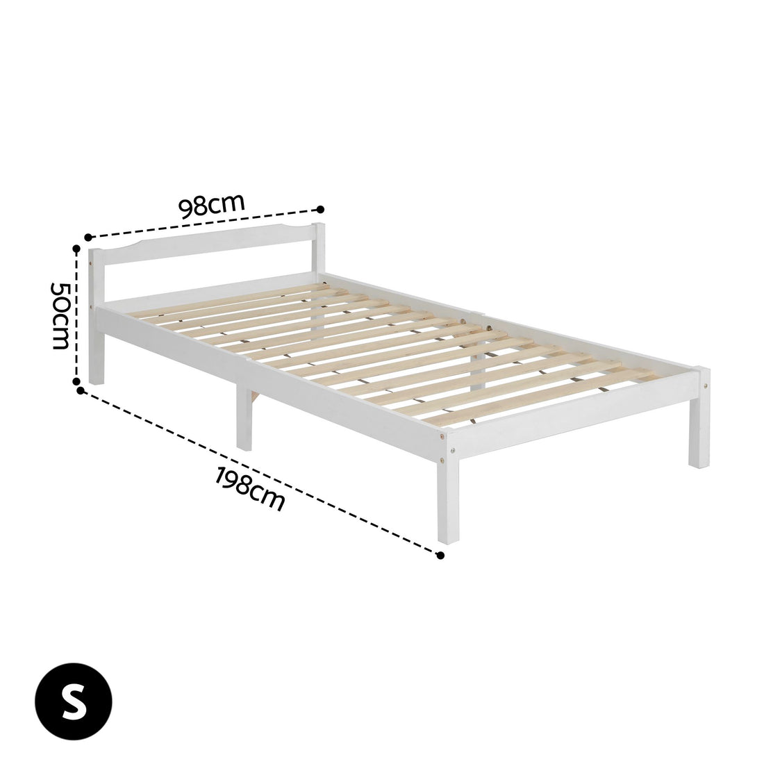 Artiss LEXI Single Bed Frame – White Pine Wood