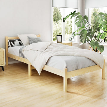 Artiss SOFIE Single Bed Frame – Solid Oak Wood