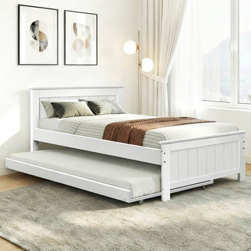 Artiss ELVIS King Single Trundle Bed Frame – White