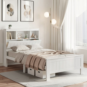 Artiss Conqueror King Single Bed Frame – White