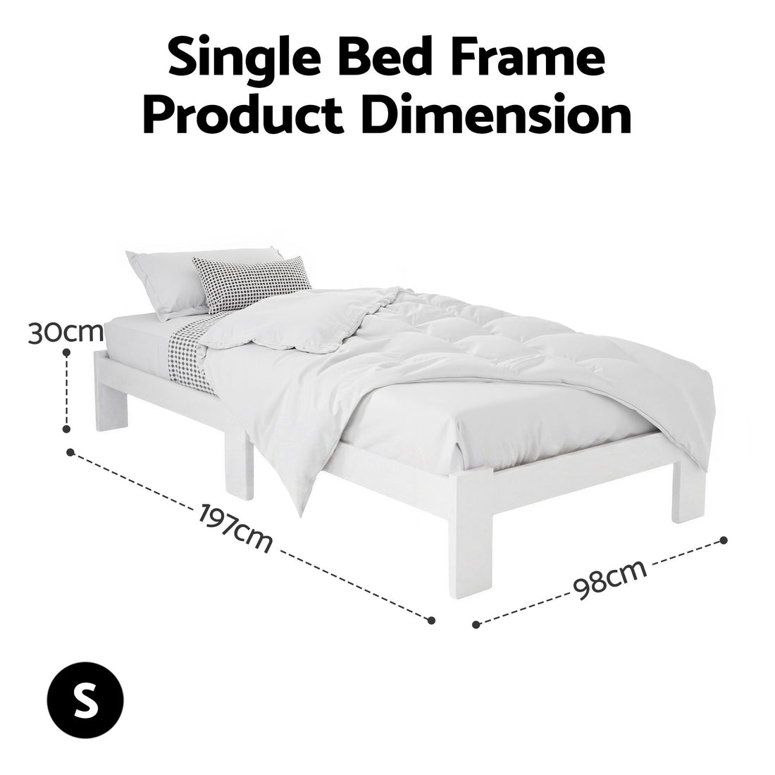 Artiss Jade Single Bed Frame White