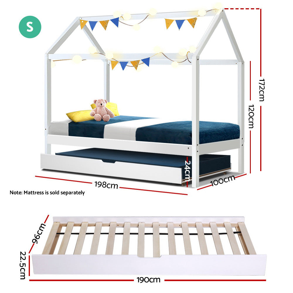 Artiss HOLY Kids House Daybed Frame White