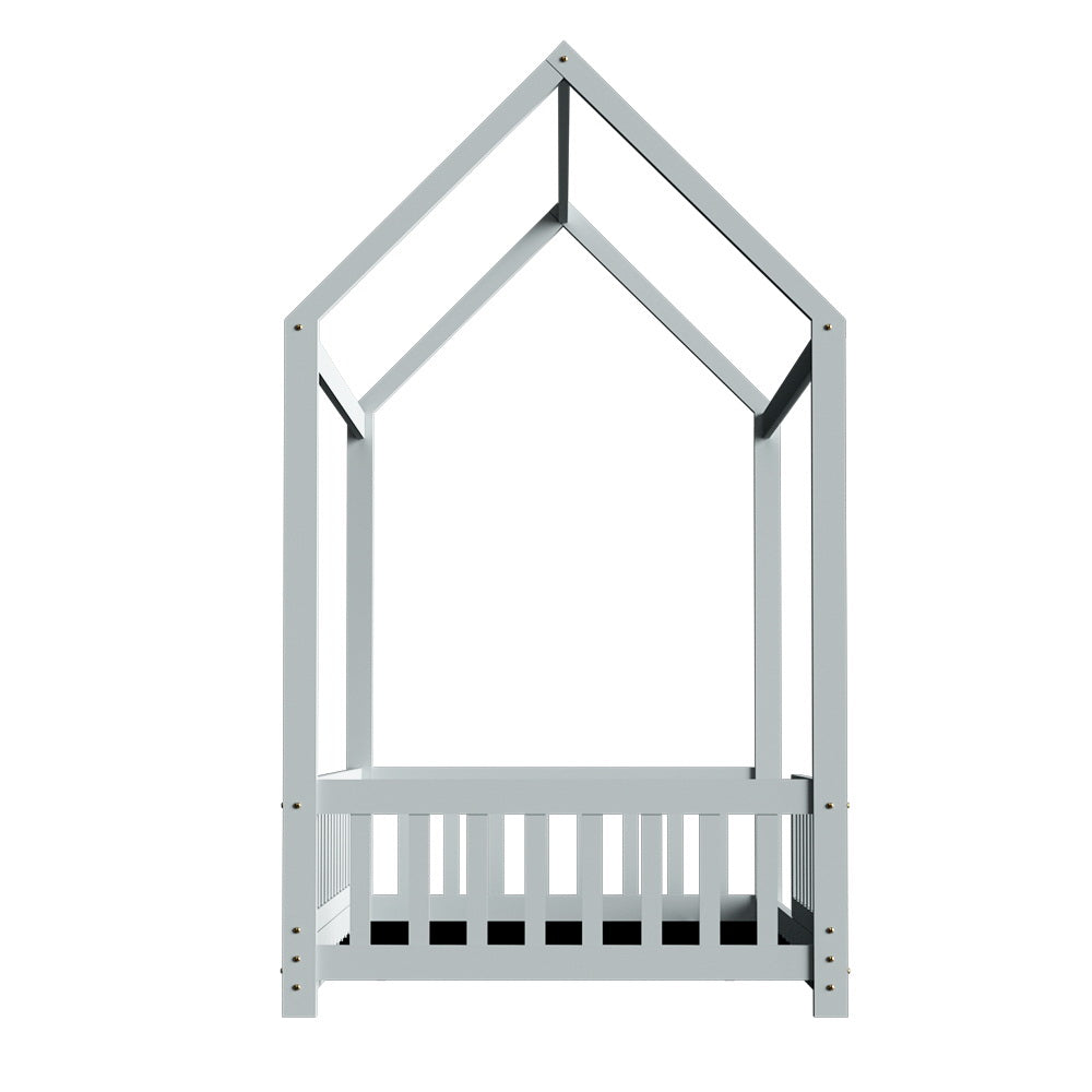 Artiss ROCK Kids House Bed Frame Grey Single