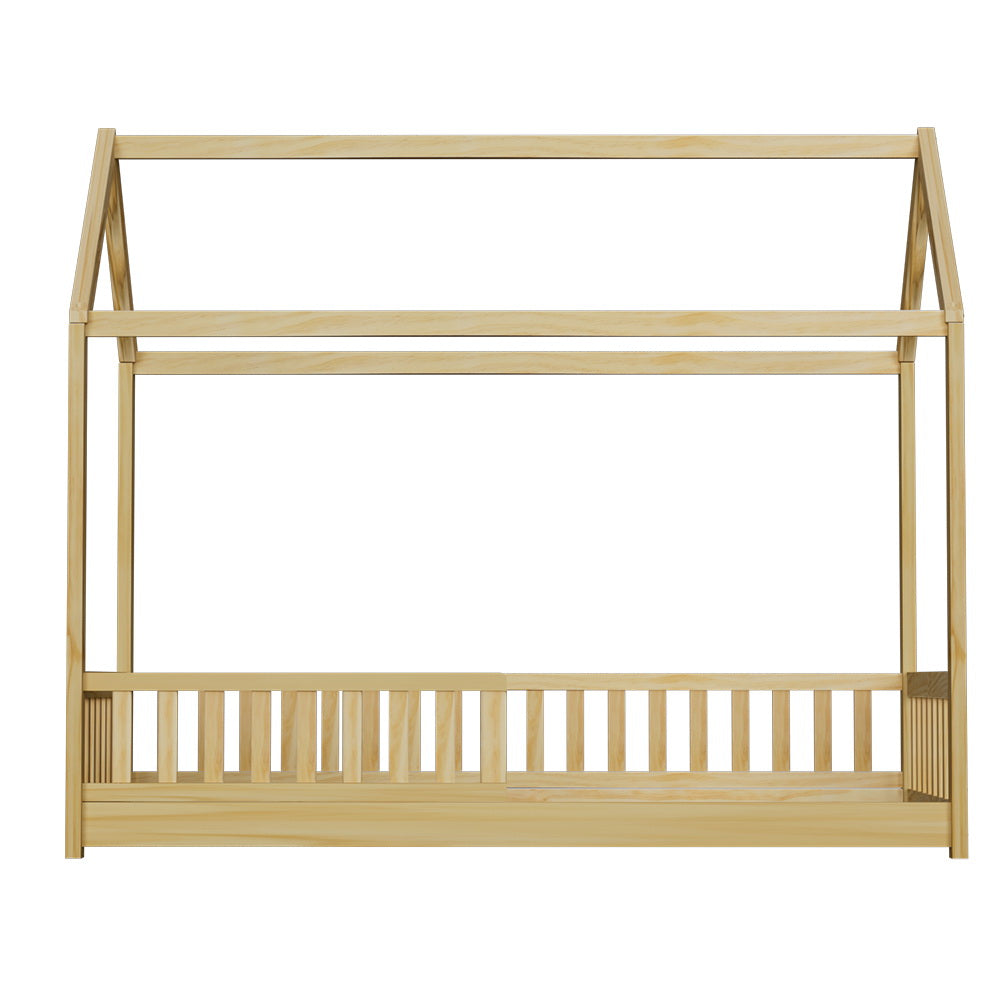 Artiss ROCK Kids House Bed Frame Oak Single