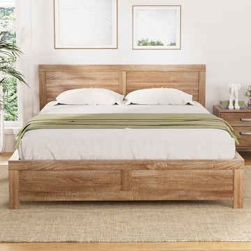 Artiss Double Wooden Bed Frame – Acacia Oatmeal