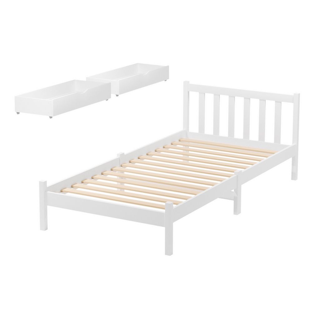 Artiss Sofie Single Bed Frame with Storage Drawers