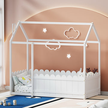 Artiss Kids House Bed Frame Single White KORI