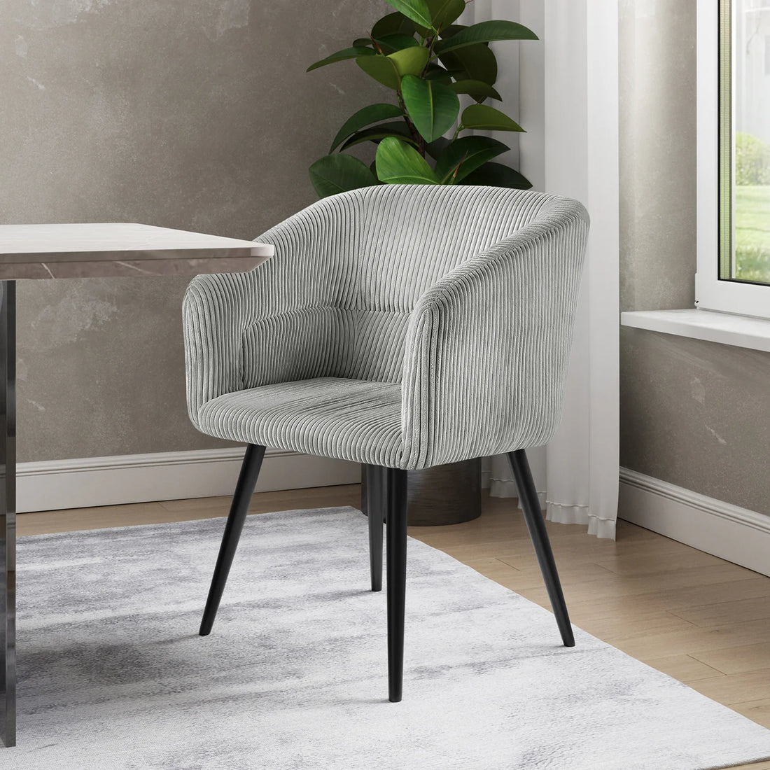 Warm light grey fabric dining chair set of 2 Australia