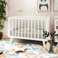 White solid timber baby crib