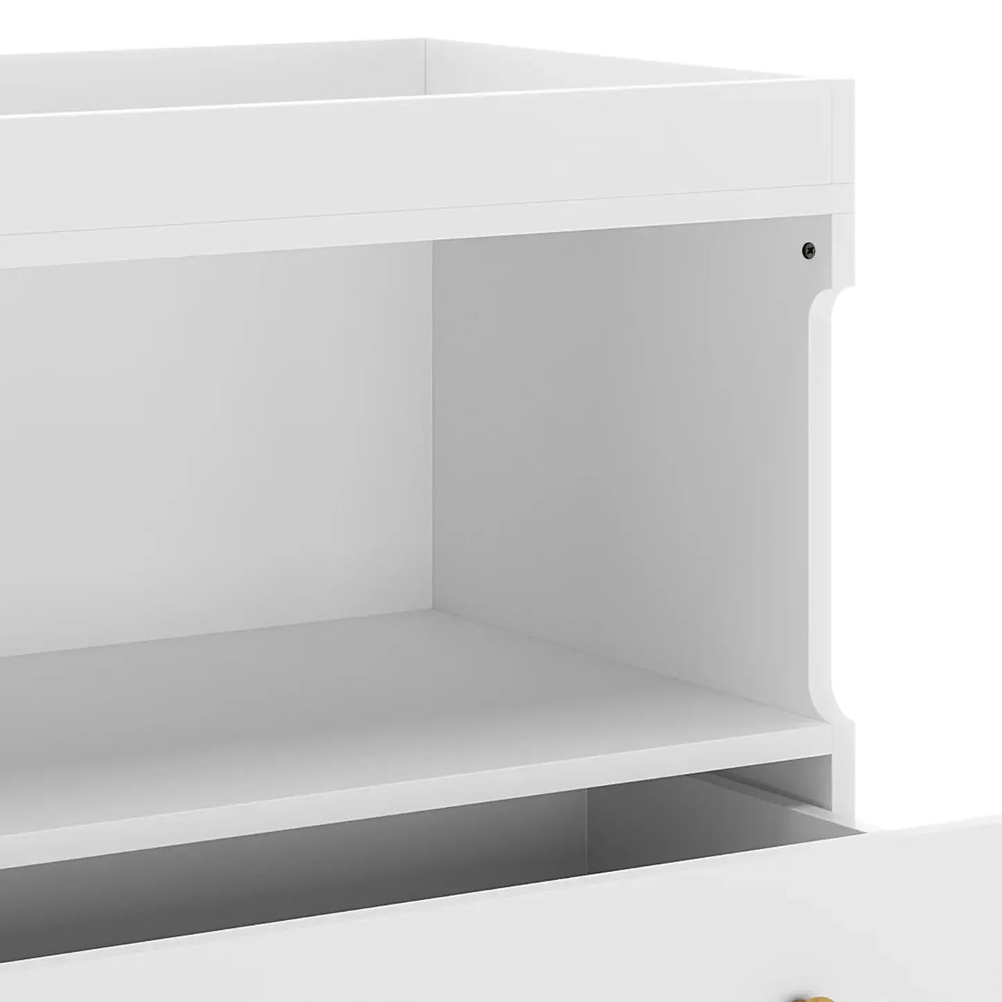 White solid timber nursery change table