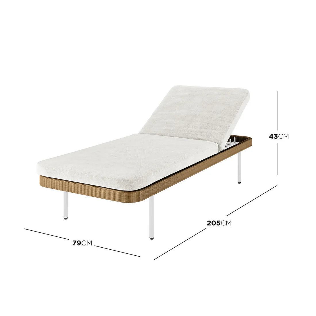 Wicker aluminium outdoor reclining sun lounger chair