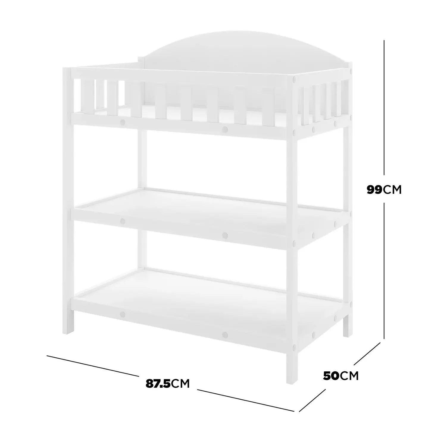 Wooden baby changing table with shelves Australia