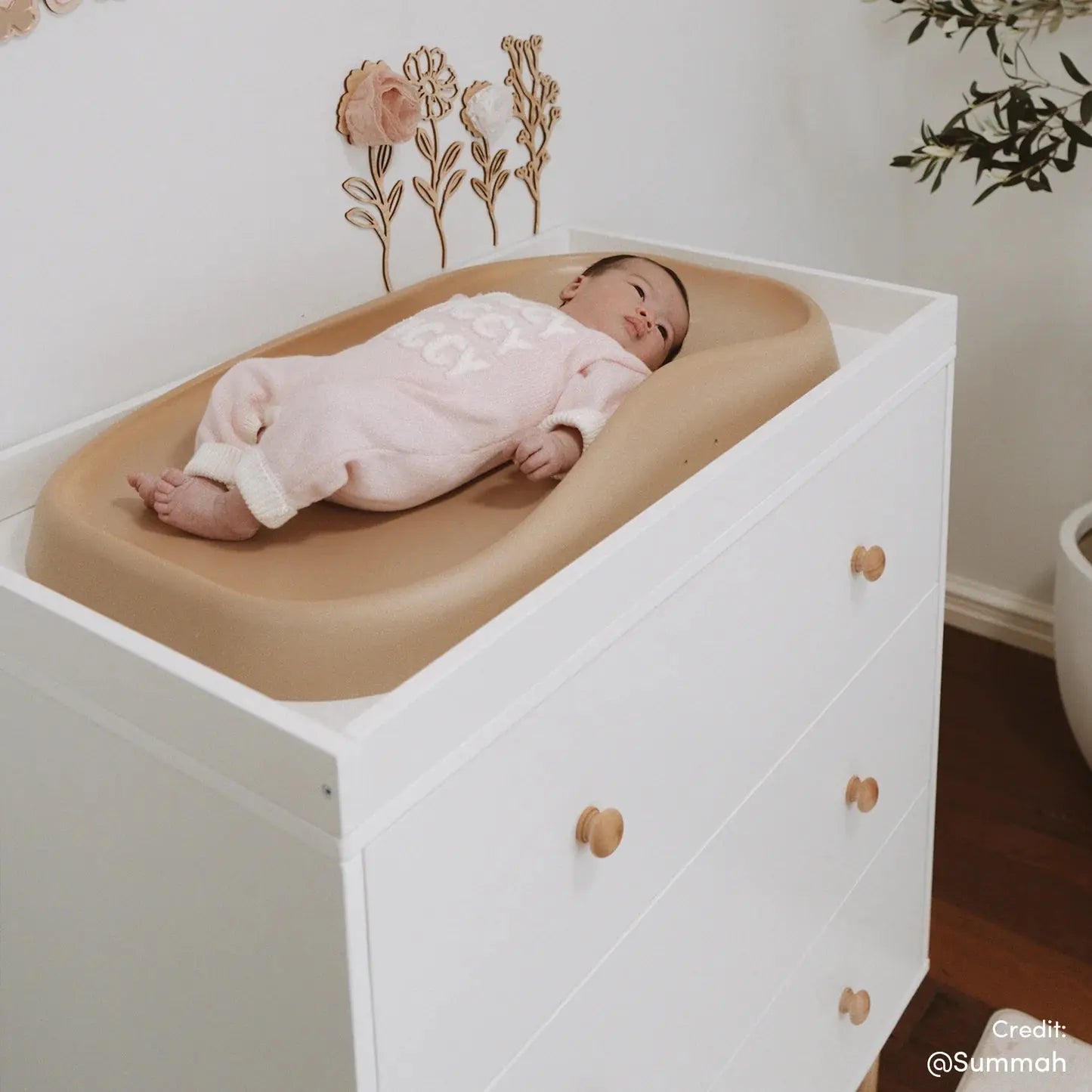 Wooden nursery change table white finish