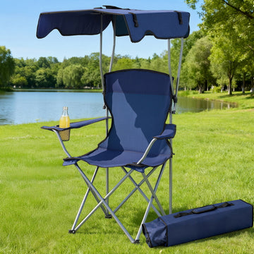Weisshorn Camping Chair with Canopy – Folding Portable Seat