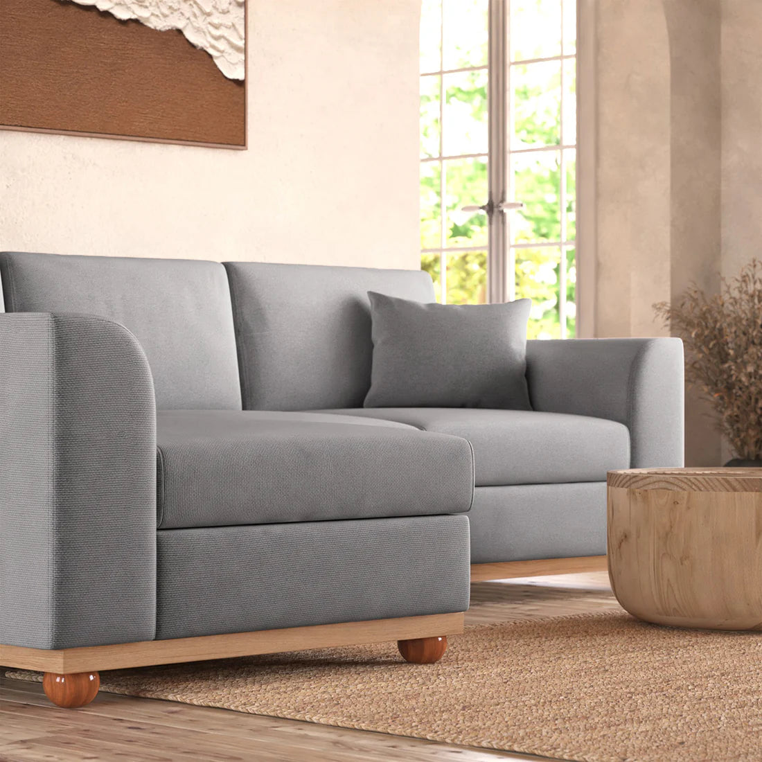 ash grey chaise lounge living room