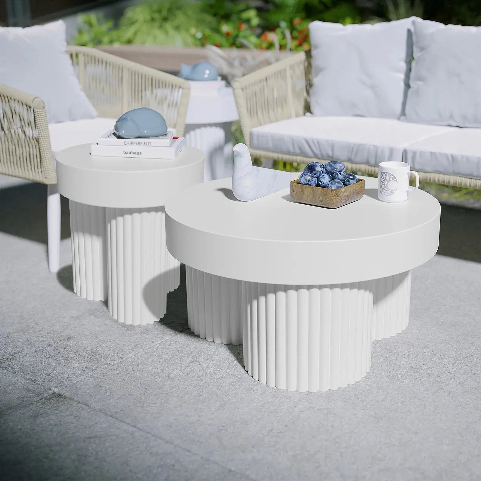 basalt salvo outdoor concrete coffee table set white australia