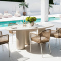 belmar 200cm curved outdoor concrete dining table white australia