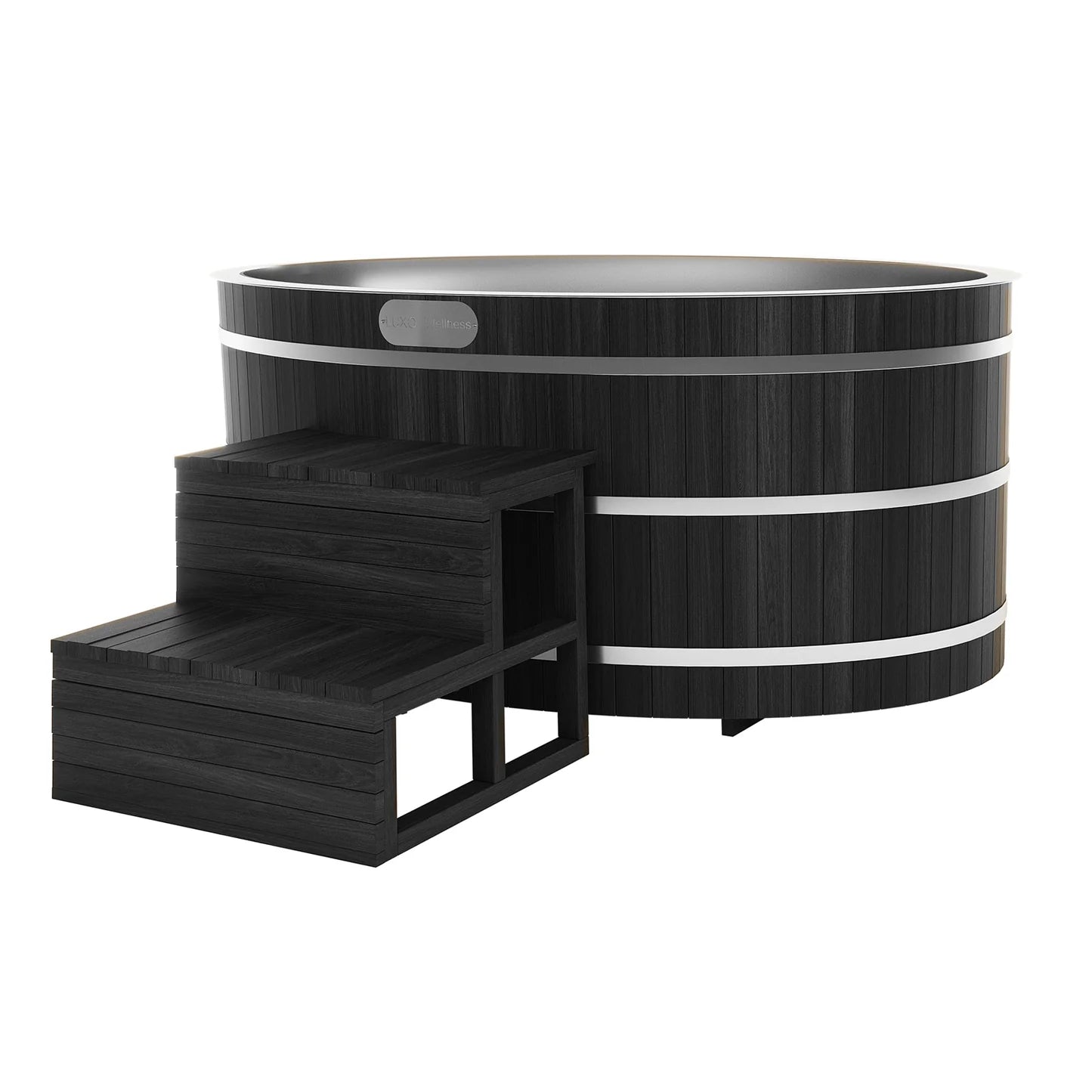 black outdoor cold plunge tub with 1.5HP water chiller