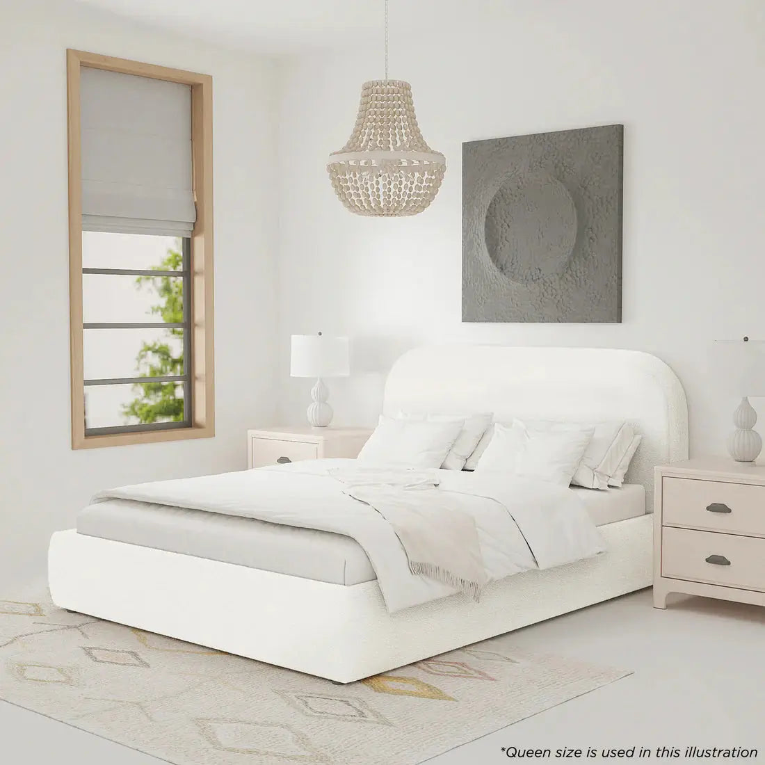 calix double boucle bed frame cream white australia