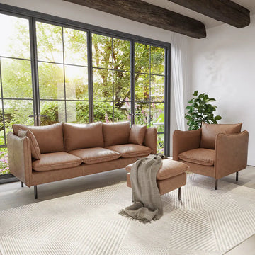 chocolate brown PU leather sofa set Australia