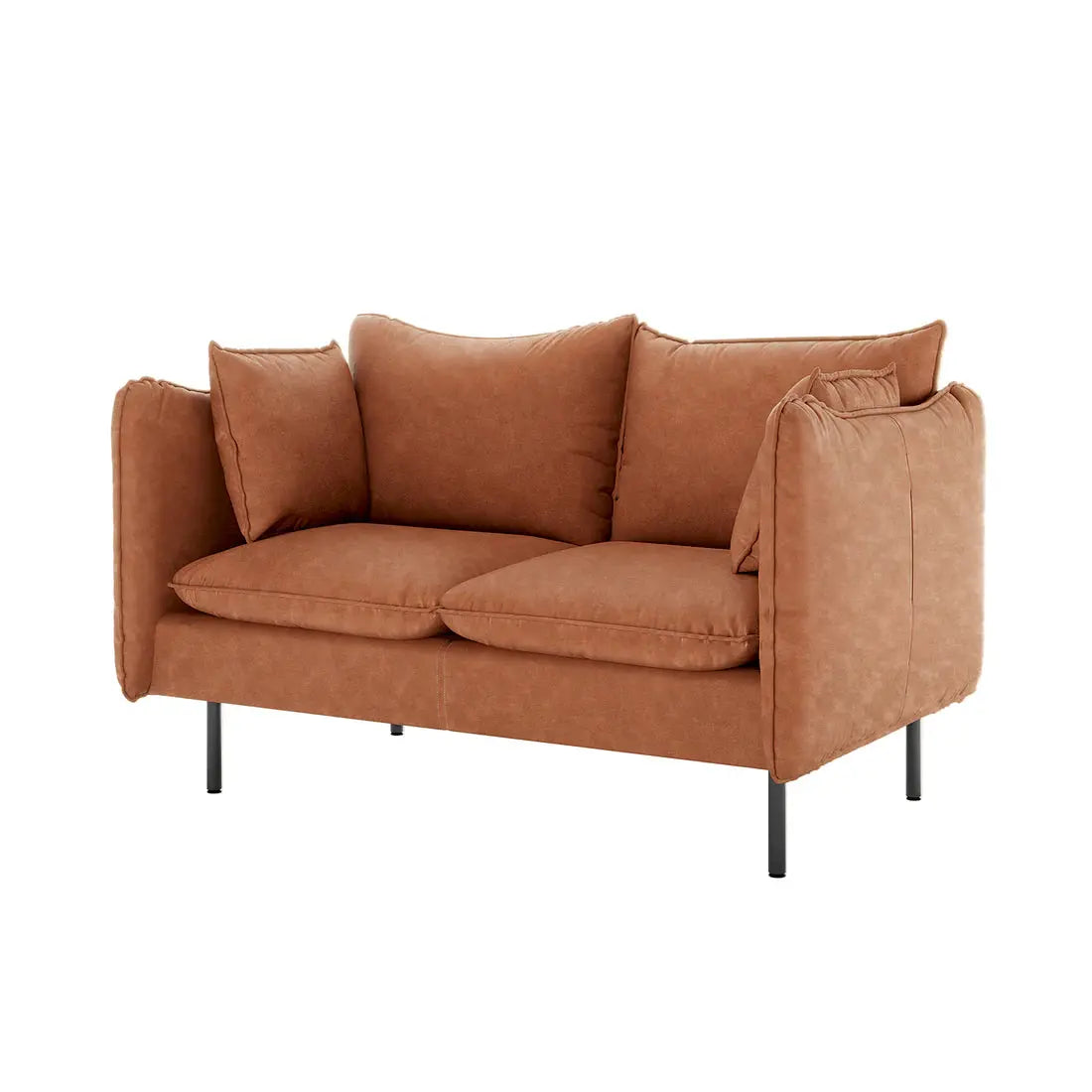 chocolate brown leather style sofa living room