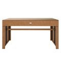 compact patio dining table with benches for four people