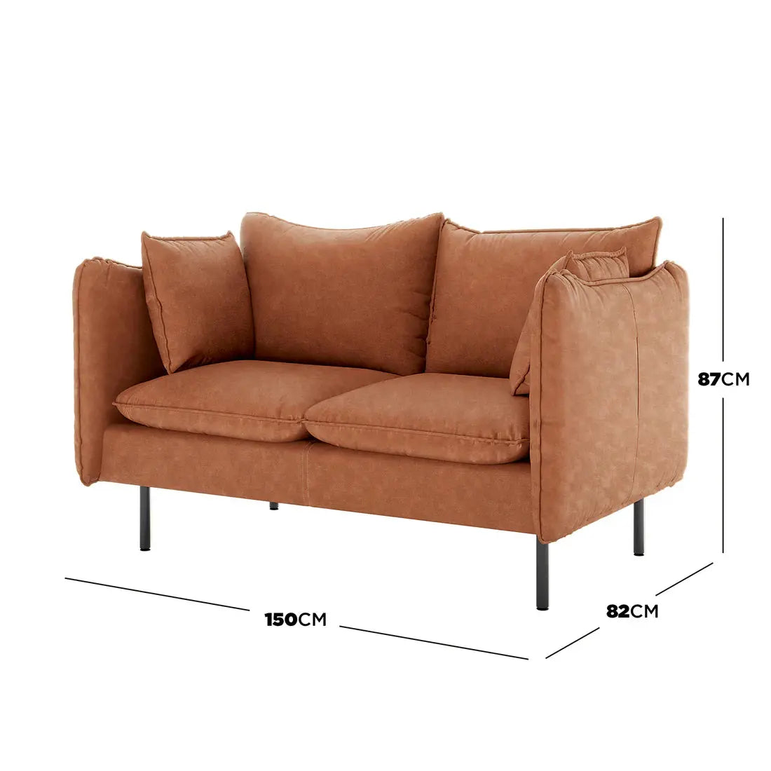 contemporary PU leather couch brown
