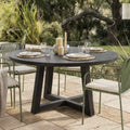 contemporary alfresco dining table with concrete top