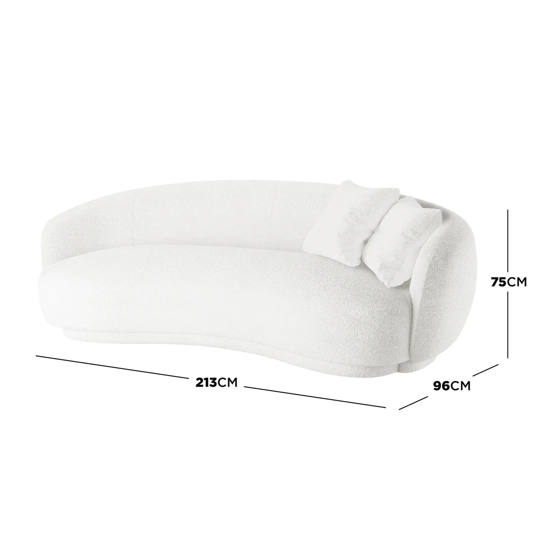 contemporary curved boucle sofa living room