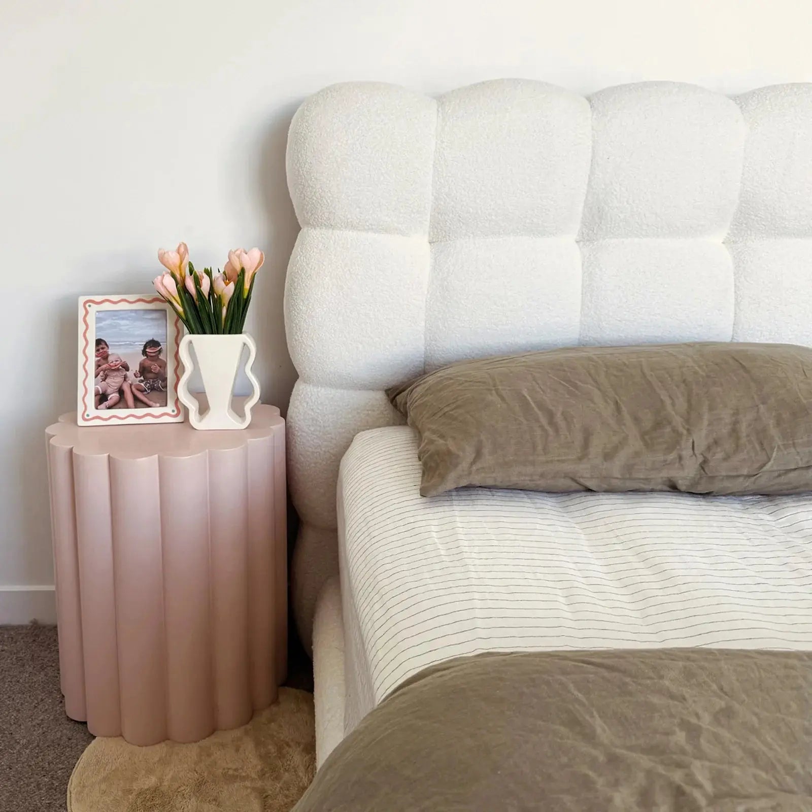 contemporary double boucle bed frame bedroom furniture