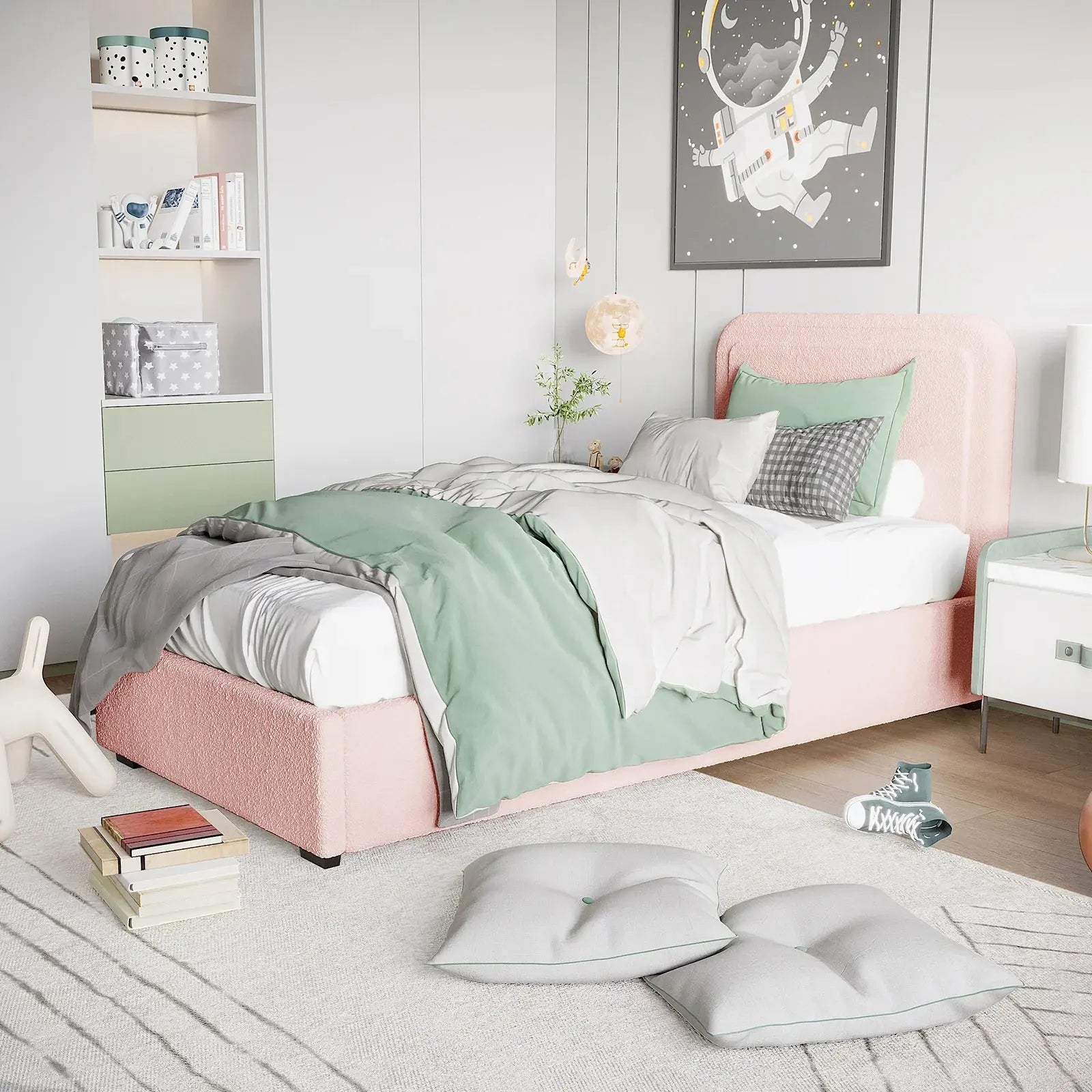 contemporary kids bed frame boucle design australia
