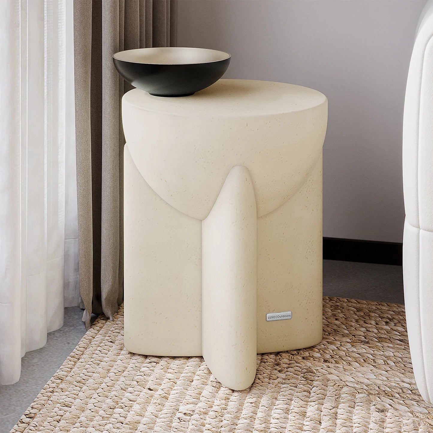 contemporary white concrete accent table for home