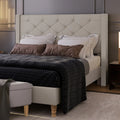 contemporary winged fabric bed frame design