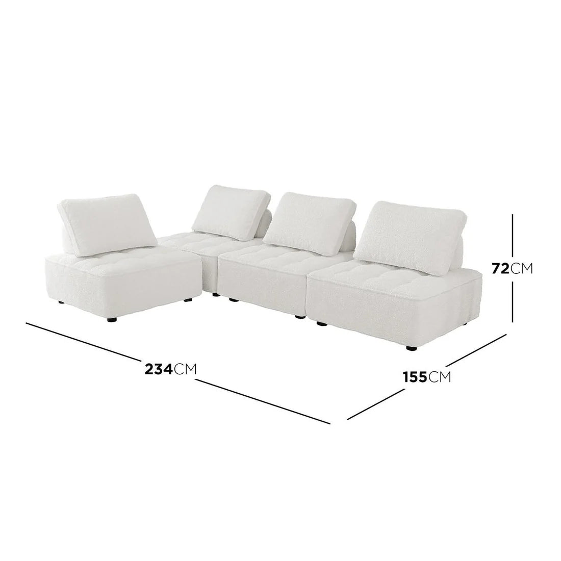 cream white boucle sectional sofa