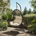 curved wicker hanging egg chair with steel frame