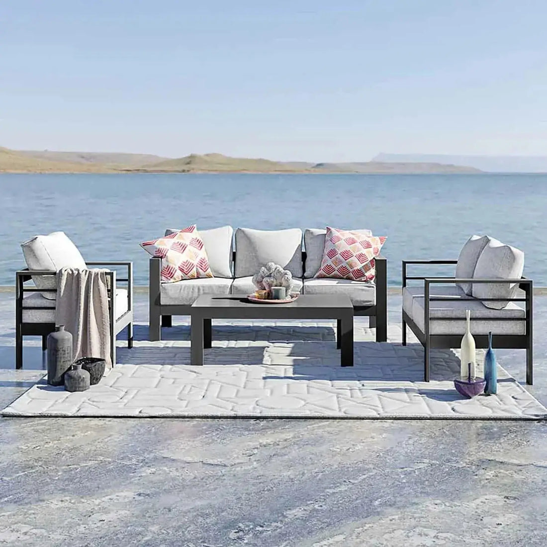 designer aluminium outdoor dining set luxo bayo model