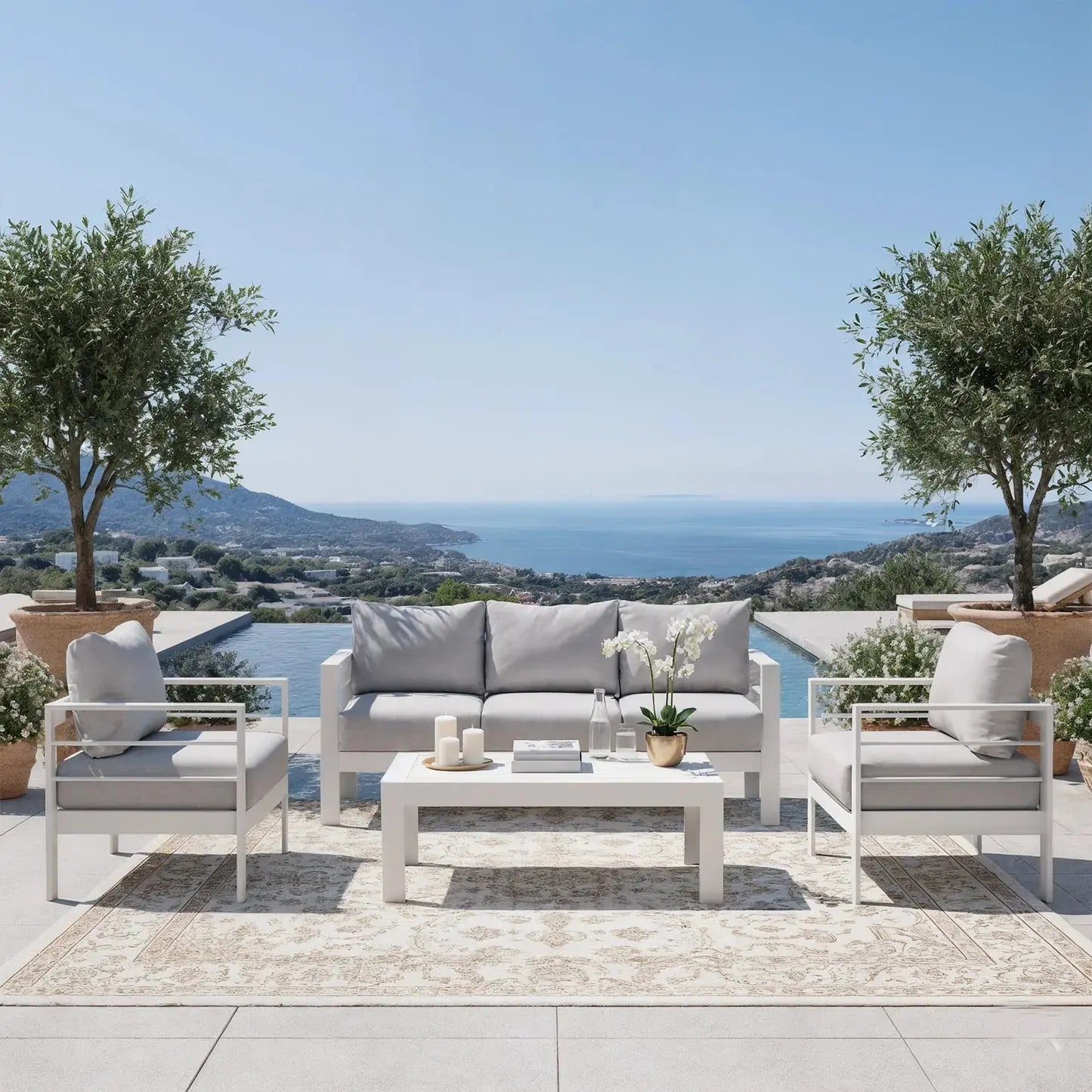 designer aluminium outdoor dining set luxo bayo model