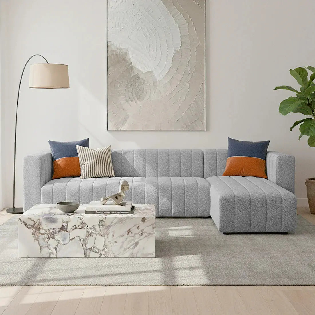 Parisa Tufted Boucle Sofa with Chaise Australia Beyond Living