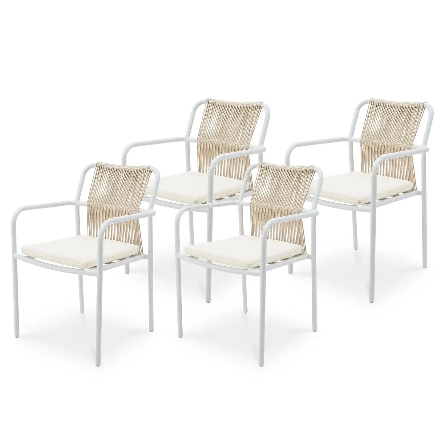 Evone Aluminium Rope Outdoor Dining Chairs Set Australia Beyond Living
